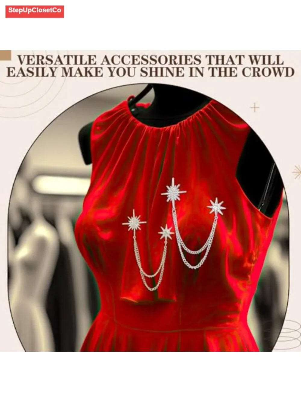 Crystal Rhinestone Star Brooch Pin with Tassel - Alloy & Rhinestones - Wedding